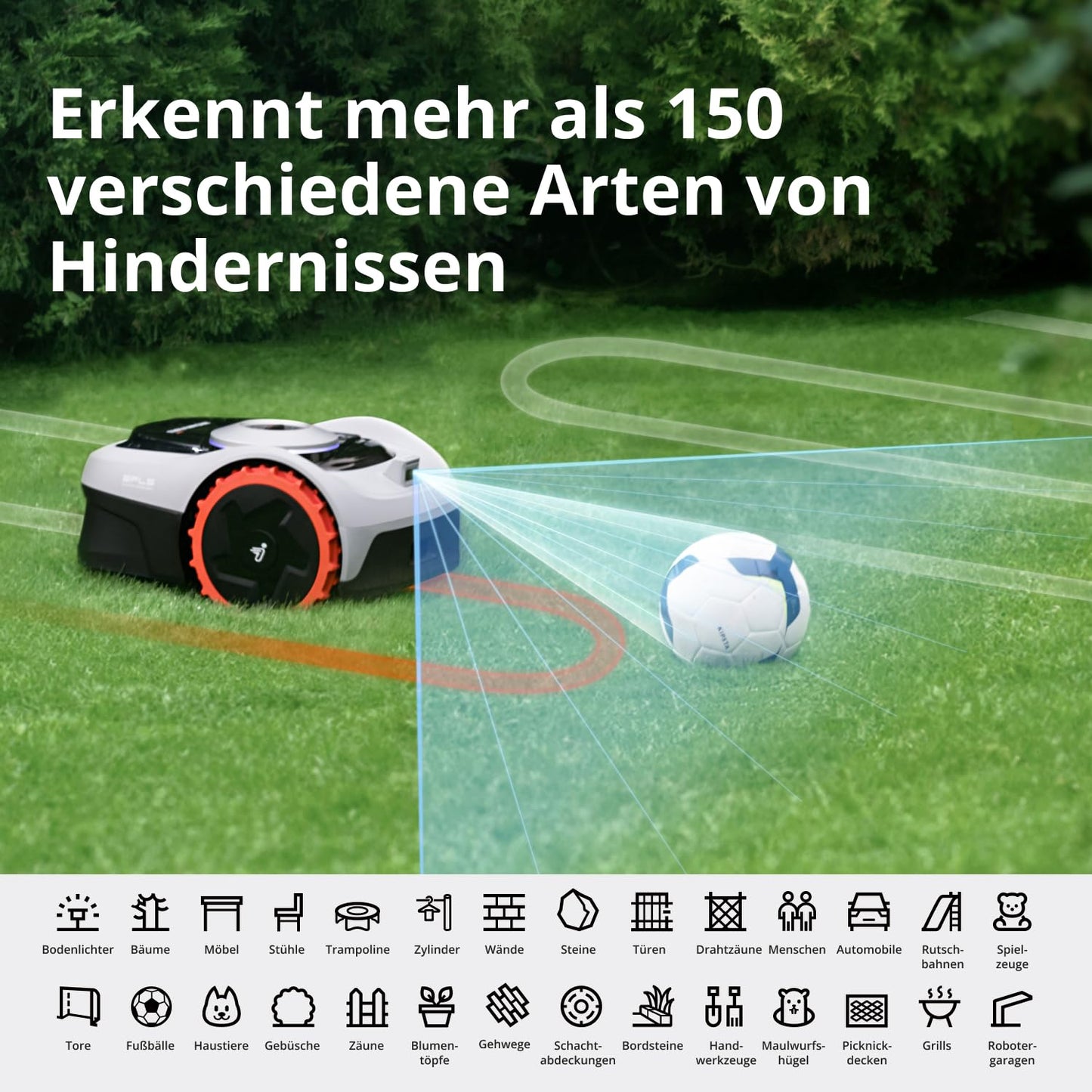 Navimow i105E Mähroboter ohne Begrenzungskabel 500 m², RTK+Vision Rasenmäher Roboter, KI Automatische Kartierung, Virtuelle Begrenzung, Mehrzonen-Management