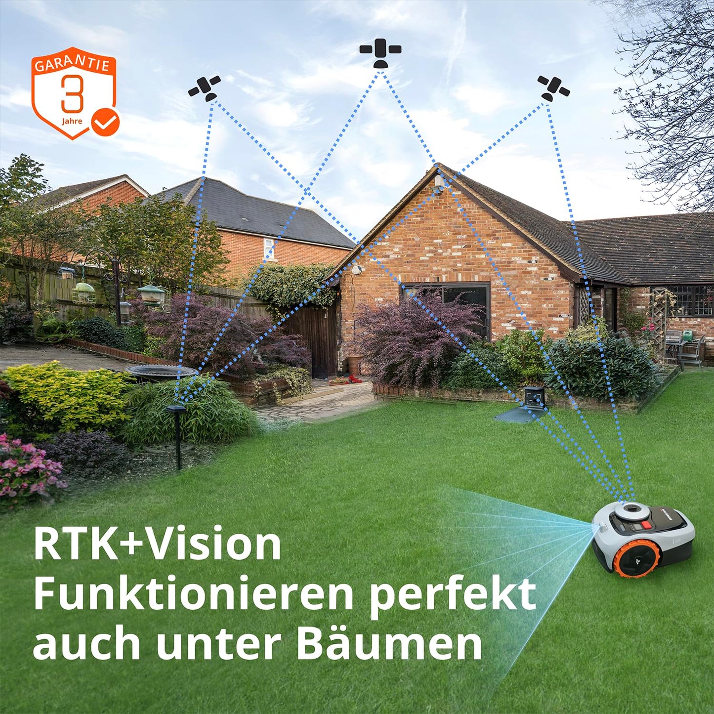 Navimow i105E Mähroboter ohne Begrenzungskabel 500 m², RTK+Vision Rasenmäher Roboter, KI Automatische Kartierung, Virtuelle Begrenzung, Mehrzonen-Management